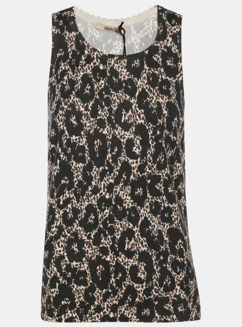 Roberto Cavalli Multicolor Animal Print Wool Blend Sleeveless Top M
