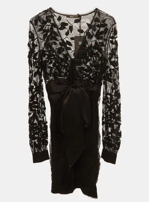 Roberto Cavalli Black Lace Short Dress S