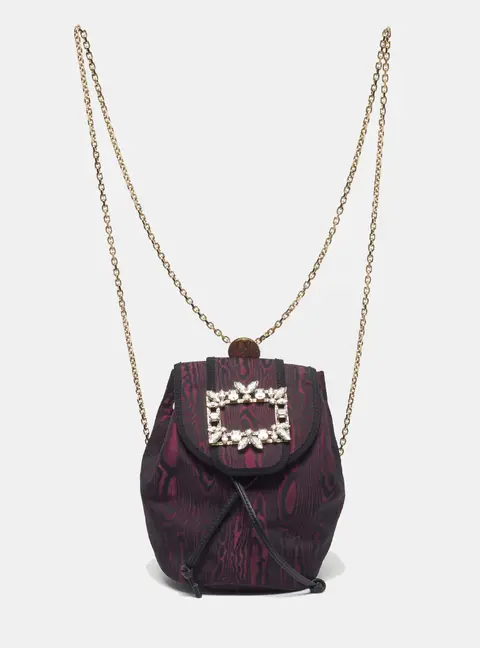 Roger Vivier Broche Mini Purple/Black Fabric Drawstring Backpack