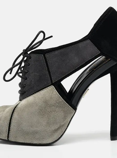 Roger Vivier Multicolor Suede Cutout Lace Up Booties Size 37