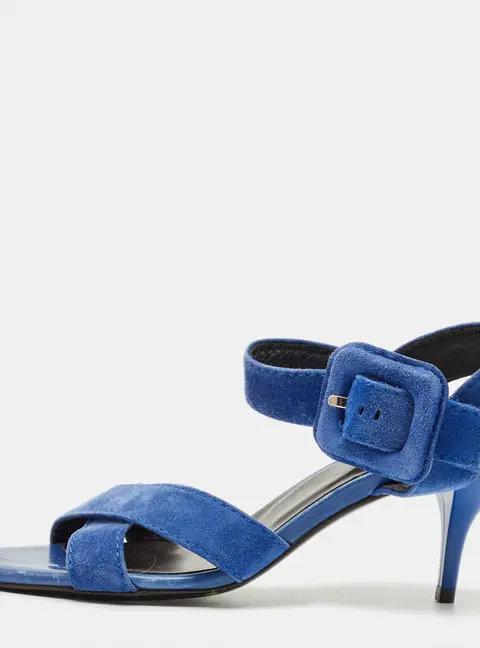 Roger Vivier Blue Suede Crisscross Ankle Strap Sandals Size 35