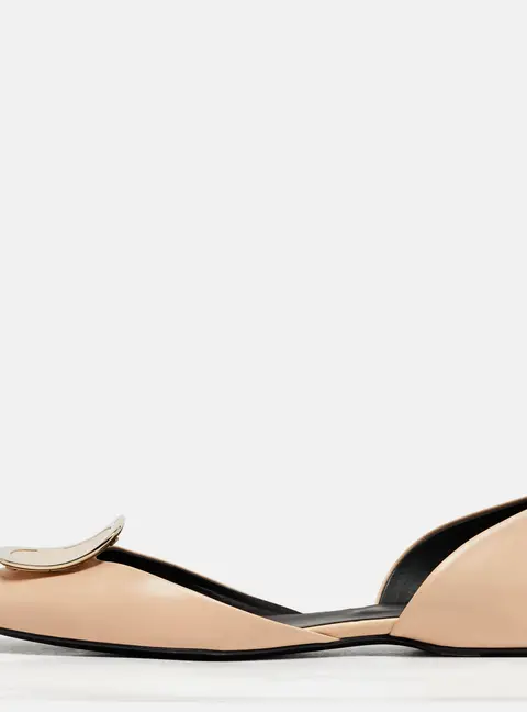 Roger Vivier Trompette Size 38.5 Beige Leather D'orsay Ballet Flats