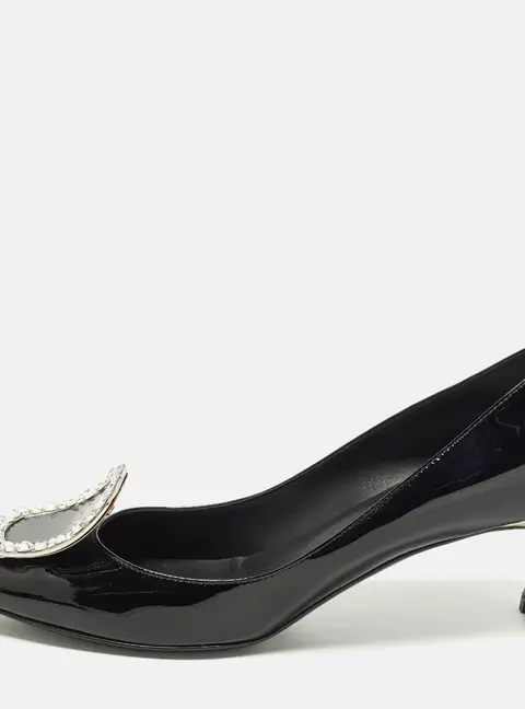 Roger Vivier Sexy Choc Size 35 Black Patent Leather Pumps