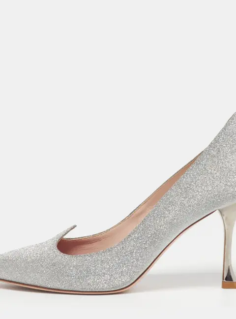 Roger Vivier I love Vivier Size 38 Silver Glitter Pumps