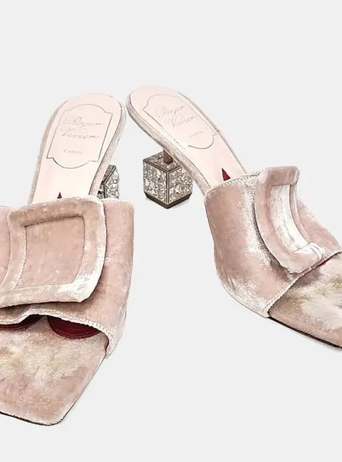 Roger Vivier Velvet Cube Strass Mules