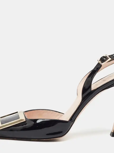 Roger Vivier Trompette Size 38 Black Patent Leather Pumps