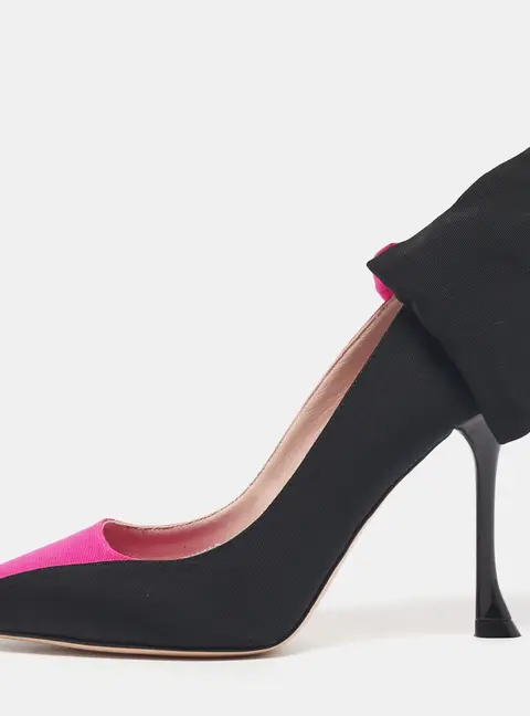 Roger Vivier Pink/Black Fabric Bibow Pumps Size 36
