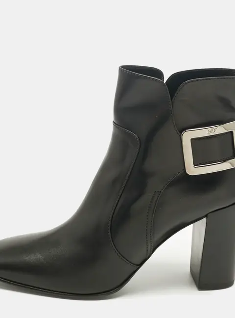 Roger Vivier Black Leather Polly Booties Size 40.5