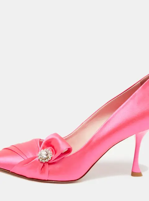 Roger Vivier Lavalliere Size 36 Neon Pink Satin Pumps