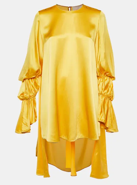 Roksanda Yellow Silk Satin Rosina Oversized Tunic Top S