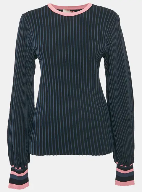 Roksanda Black/Blue Stripe Jersey Sweater Top L