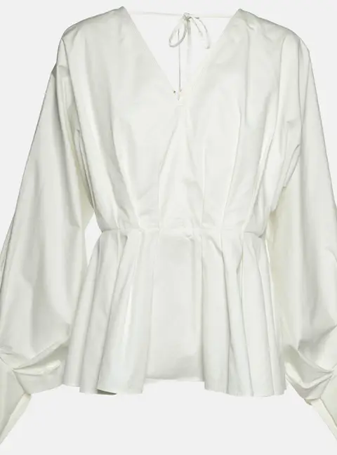 Roksanda Ilincic White Cotton Pleated Blouse L