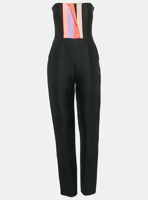 Roksanda Ilincic Black Wool Blend Pleated Strapless Jumpsuit M