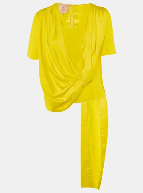 Roksanda Ilincic Yellow Satin Drape Top M