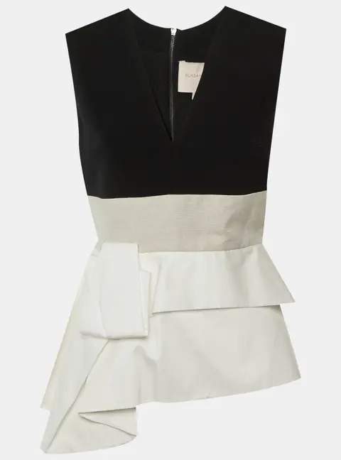 Roksanda Black Cotton & White Sleeveless Top M