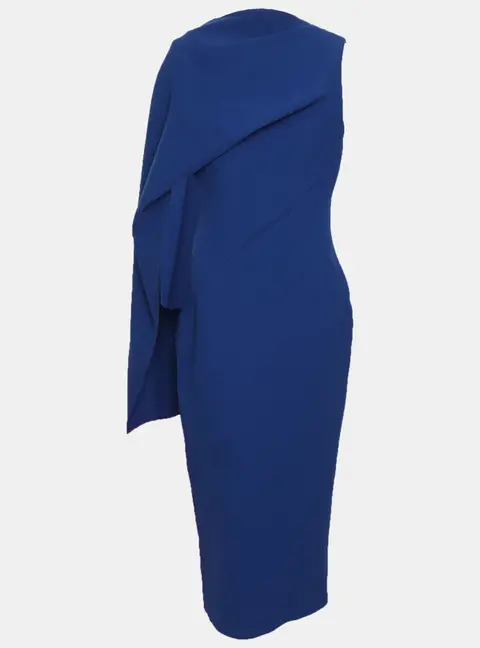 Roksanda Ilincic Blue/Pink Wool Edith Cape Sleeve Midi Dress S
