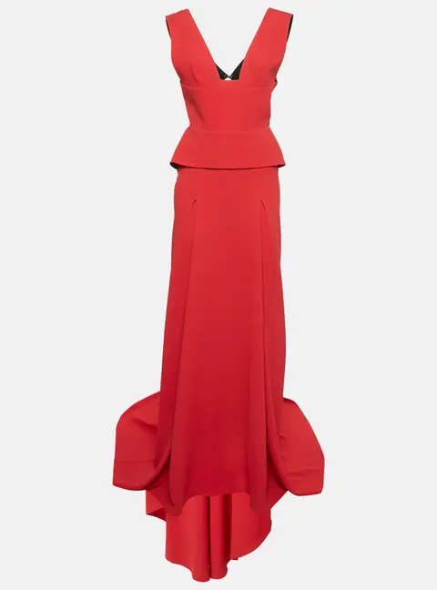 Roland Mouret Red Stretch Viscose Flared Lubelia Gown M