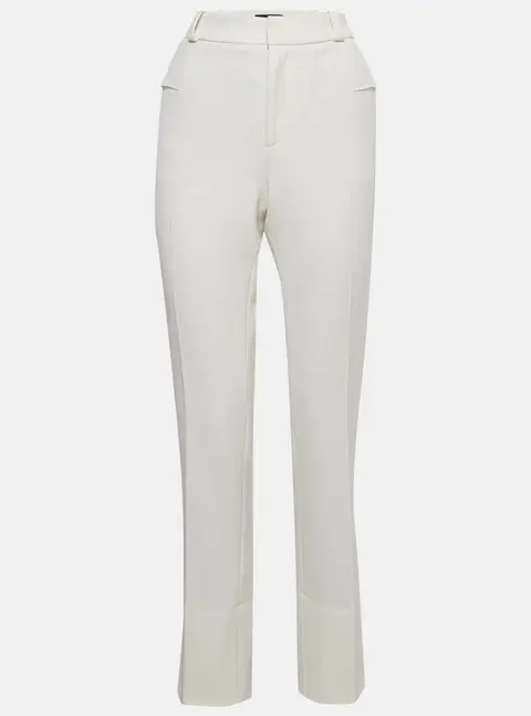 Roland Mouret X Net a Porter Off-White Crepe Straight Leg Trousers M
