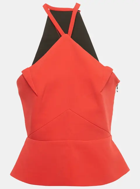 Roland Mouret Red Stretch Crepe Strappy Top L