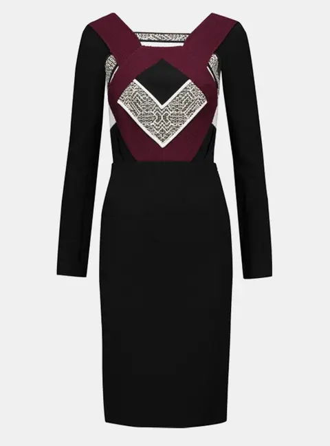 Roland Mouret Color Block Textured Crepe Shapur Mini Dress M