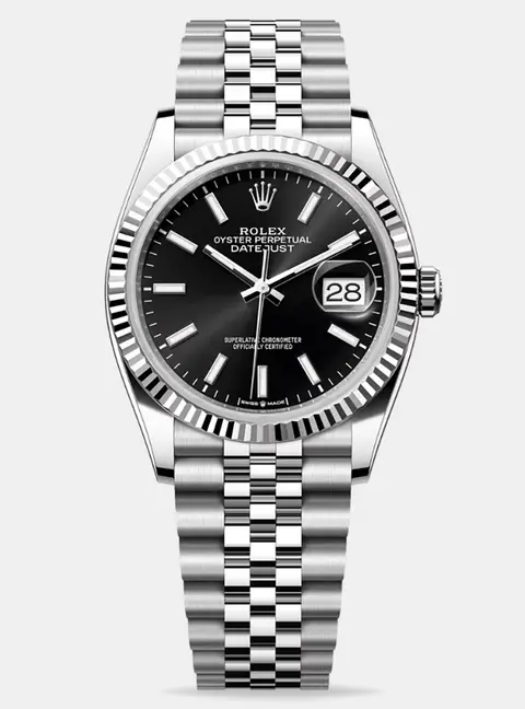 Rolex Datejust 126234-0015 Oystersteel White Gold Black Index Unisex Wristwatch 36mm
