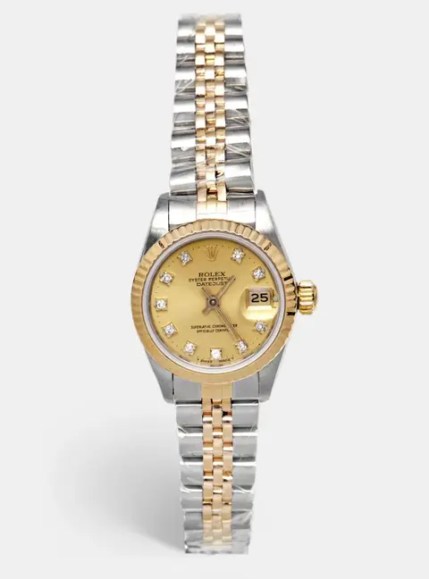 Rolex Datejust 16233 Champagne Dial 18k Yellow Gold Stainless Steel Diamond Women's Wristwatch 26 mm