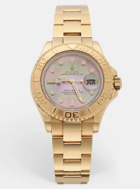 Rolex Mother of Pearl 18k Yellow Gold Yacht Master 16628 Women's Wristwatch 40 mm