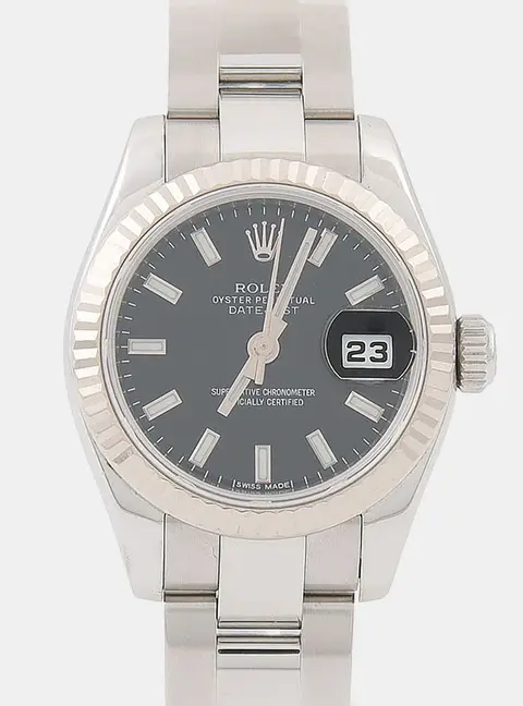 Rolex Datejust 179174 Black Stainless Steel Automatic Women Wristwatch 26mm