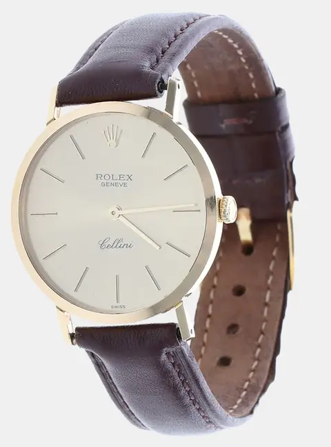 Rolex Cellini 4112 White Yellow Gold Automatic Women Wristwatch 32mm