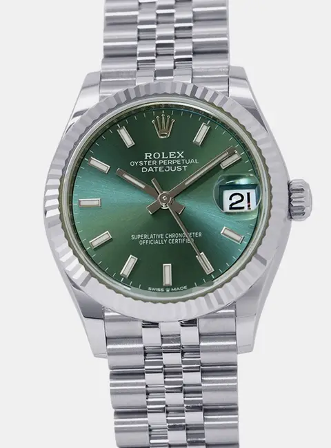 Rolex Datejust 278274 Green 18K White Gold Stainless Steel Automatic Women's Wristwatch 31mm