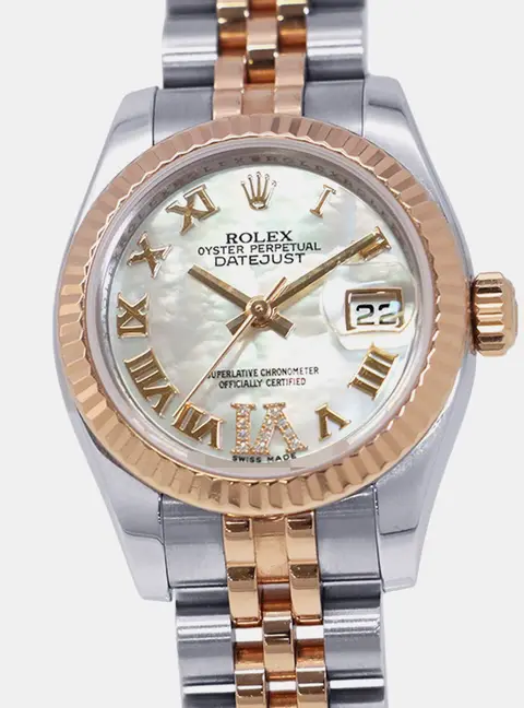 Rolex Datejust 179171NR 18K White Rose Gold, Stainless Steel, Diamond, Mother Of Pearl Automatic Women's Wristwatch 26mm