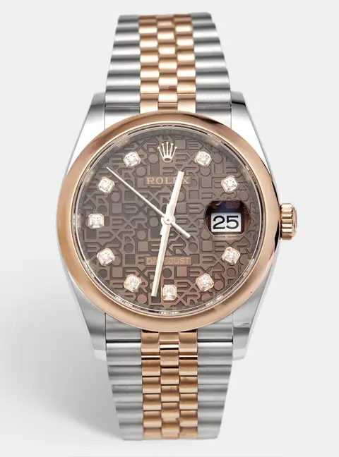Rolex Datejust 126201 Jubilee Chocolate Dial 18k Rose Gold Oystersteel Diamond Women's Wristwatch 36 mm