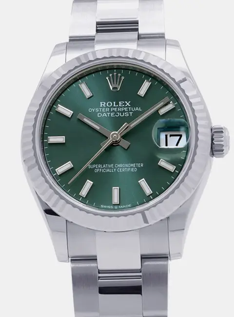 Rolex Datejust 278274 Green 18K White Gold Stainless Steel Automatic Women's Wristwatch 31mm