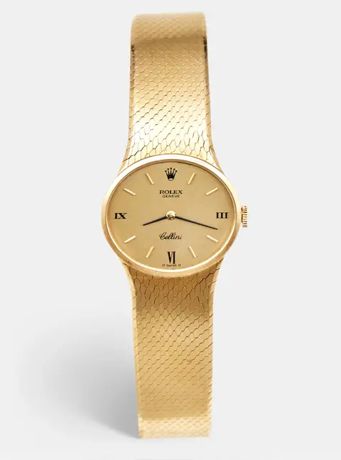 Rolex Cellini 4064 Champagne Dial 18k Yellow Gold Women's Wristwatch 26 mm