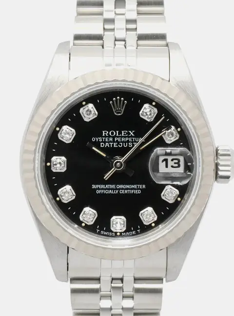 Rolex Lady Datejust 69174 Black 18K White Gold Stainless Steel Diamond Automatic Women's Watches 26mm