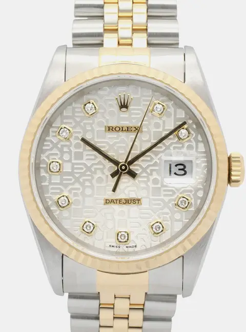 Rolex Datejust 16233G Silver 18K Yellow Gold, Stainless Steel, Diamond Automatic Women's Watches 35mm