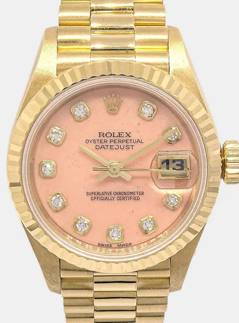 Rolex Oyster Perpetual 69178 Orange 18K Yellow Gold Automatic Women's Watches 26mm