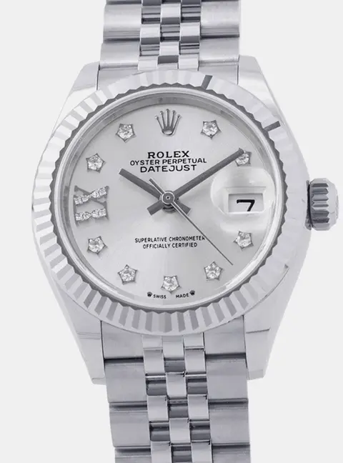 Rolex Lady-Datejust Stainless Steel 18KWG Silver Dial Automatic Women's Watch 28 mm