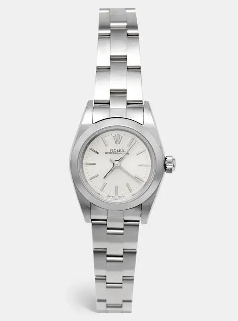 Rolex Oyster Perpetual 76080 Silver Dial Stainless Steel Women's Wristwatch 24 mm