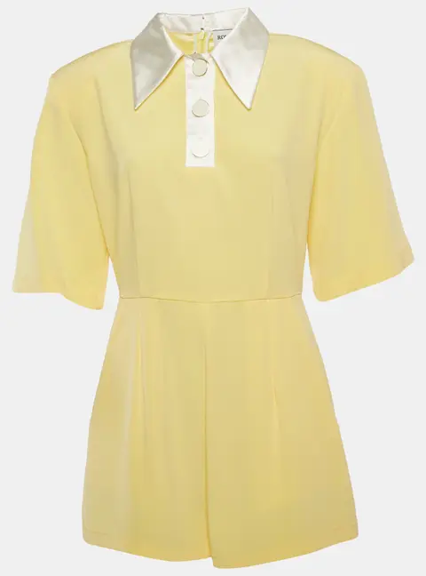 Rowen Rose Yellow Crepe Cady Playsuit M