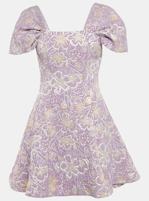ROTATE BIRGER CHRISTENSEN Purple Floral Jacquard Mini Dress M