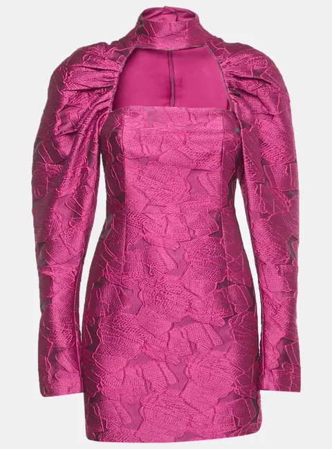 ROTATE BIRGER CHRISTENSEN Pink Jacquard Kaya Mini Dress S