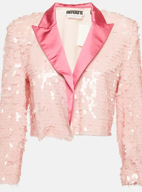 ROTATE BIRGER CHRISTENSEN Pink Sequin and Satin Blazer S