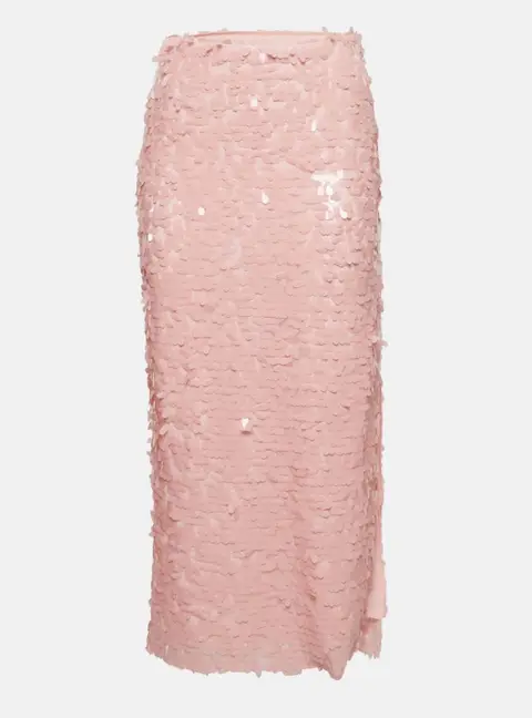 ROTATE BIRGER CHRISTENSEN Pink Sequins Caitlin Midi Skirt M