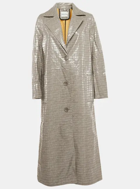 Stand Studio Grey Crocodile Skin Pattern Faux Leather Haylo Coat S