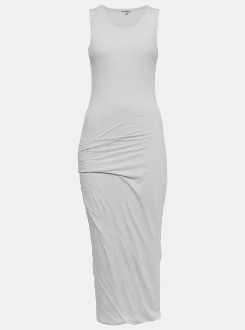 Standard James Perse White Jersey Ruche Midi Dress S