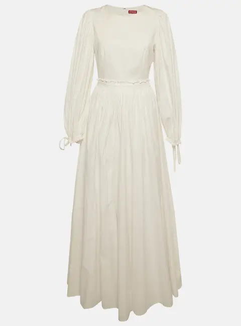 Staud White Cotton Flared Maxi Dress M