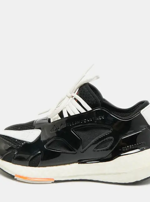 Stella McCartney Adidas Ultra Boost 22 Size 36.5 Black/White Fabric and Faux Patent Leather Lace Up Sneakers