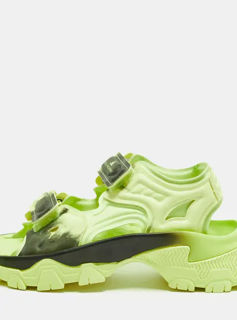 Stella McCartney Adidas Hike Size 37 Green/Black Faux Leather Ankle Strap Sandals