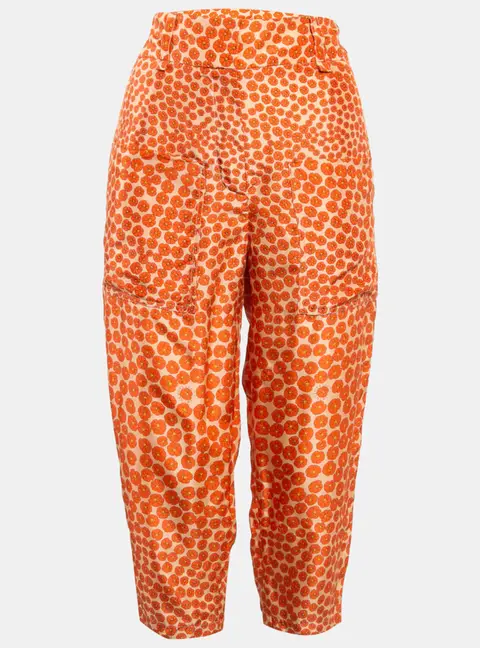 Stella McCartney Orange Ditsy Floral Print Silk Trousers M